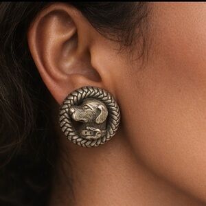 Barry Kieselstein-Cord Sterling  Dog Earrings 1996 Omega Backs Clips